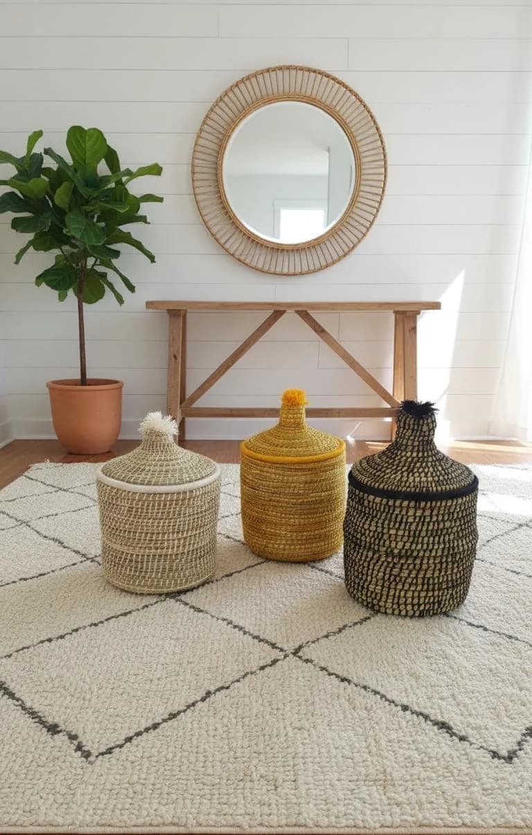 Lidded Woven Basket Trio