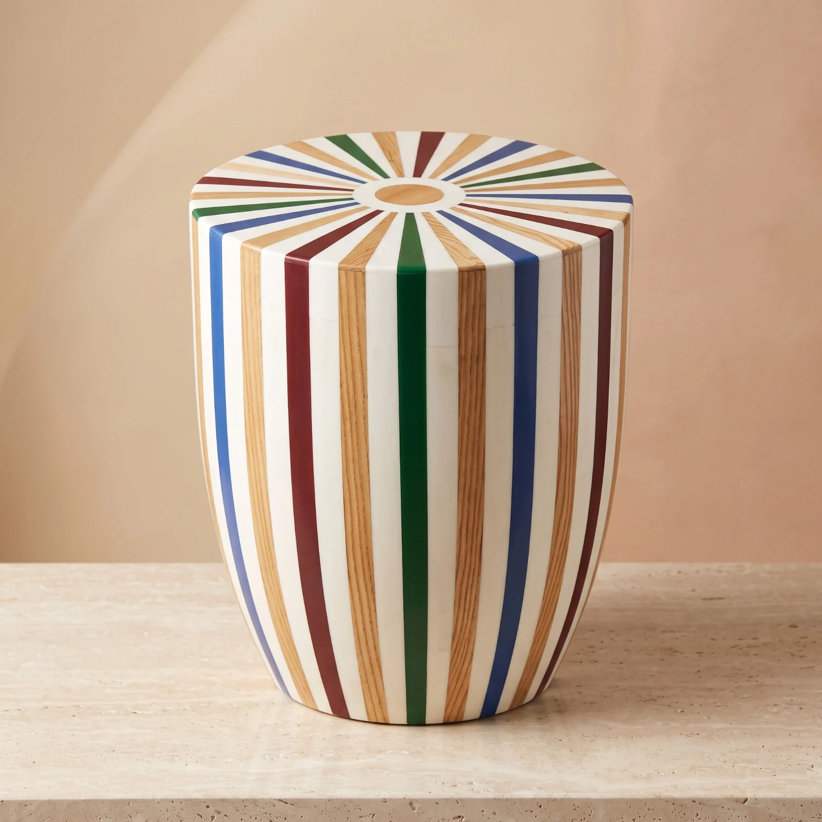 Multicolour Striped Barrel Side Table