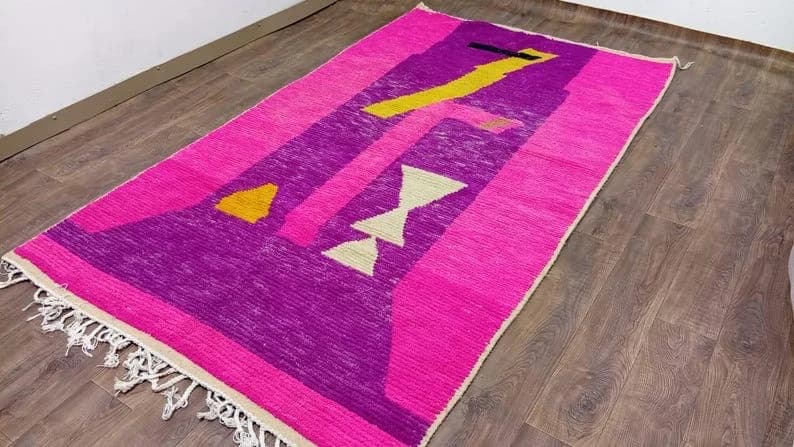 Pink Purple Yellow Geometric Rug