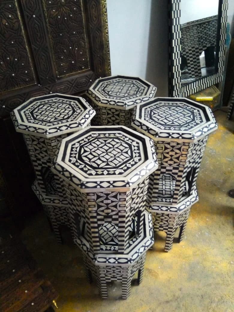 Bone Inlay Side Tables