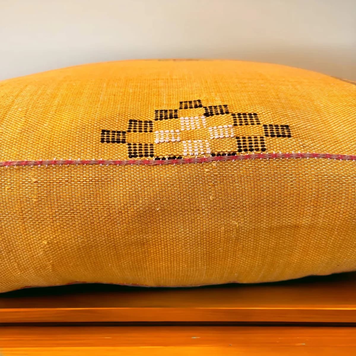 kilim pouf — orange & blue -- view 3