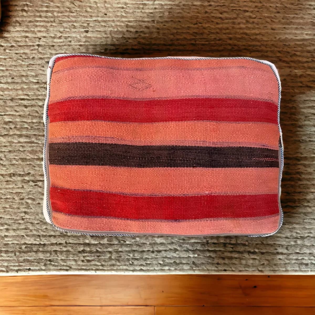 kilim pouf — peach -- view 3