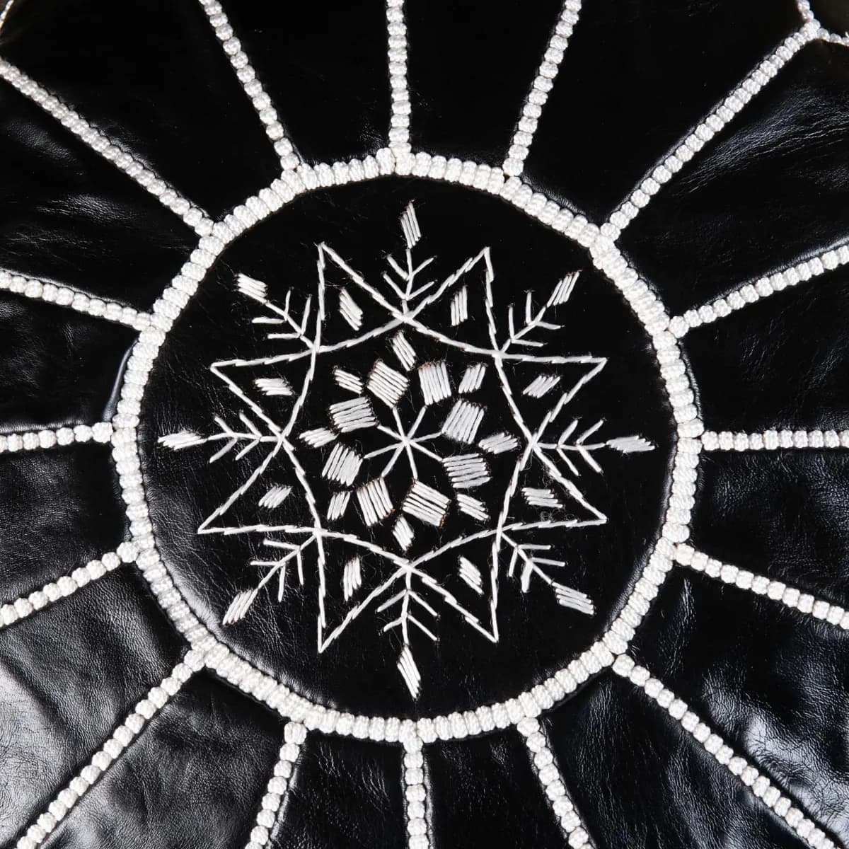 leather pouf — black -- view 6
