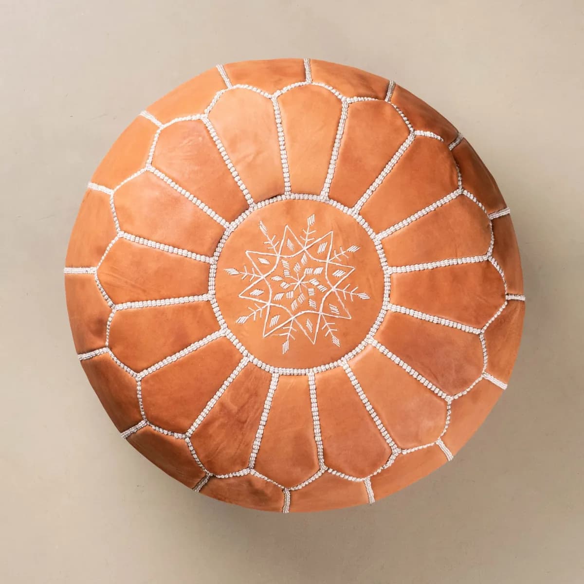 leather pouf — cognac -- view 5