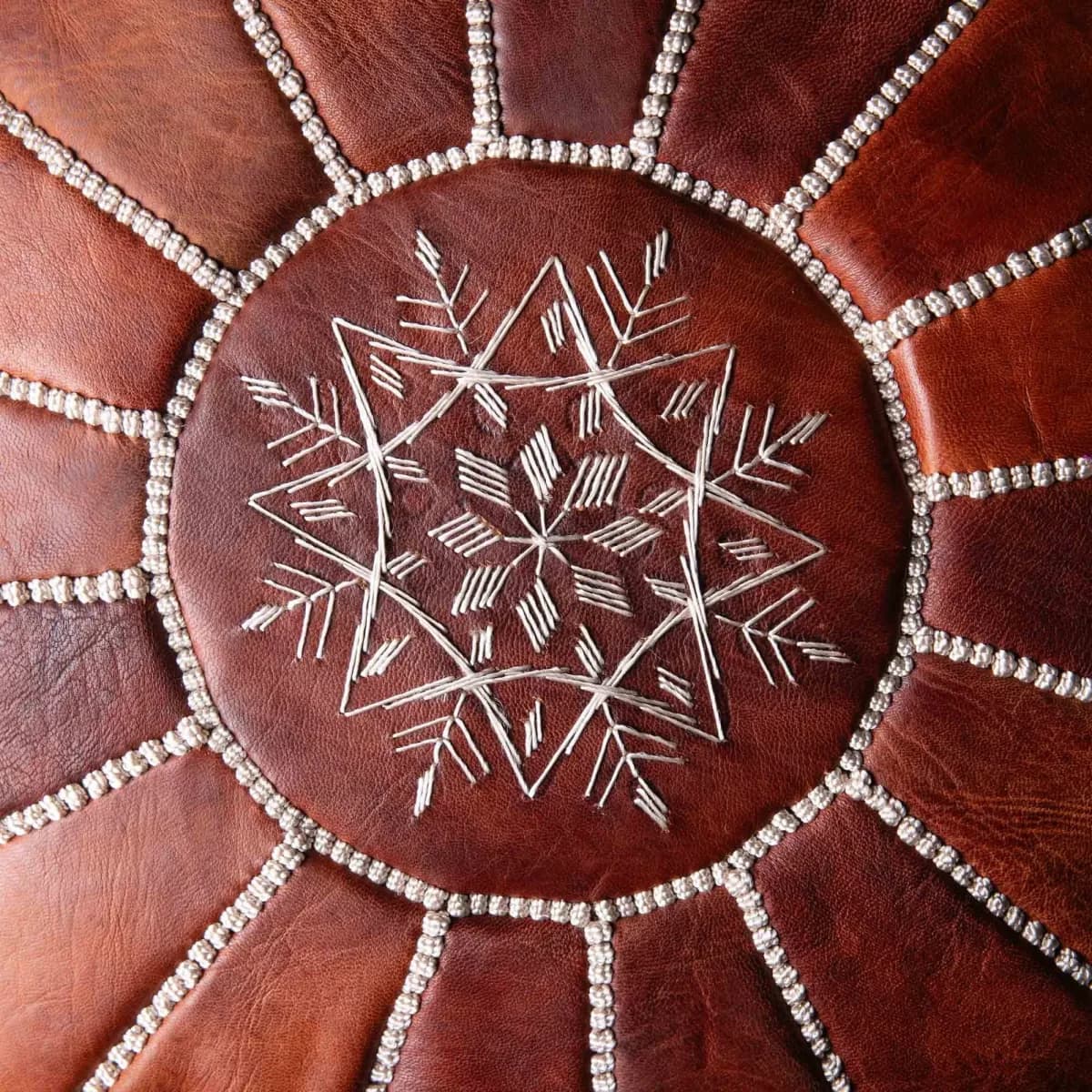 leather pouf — chocolate -- view 5