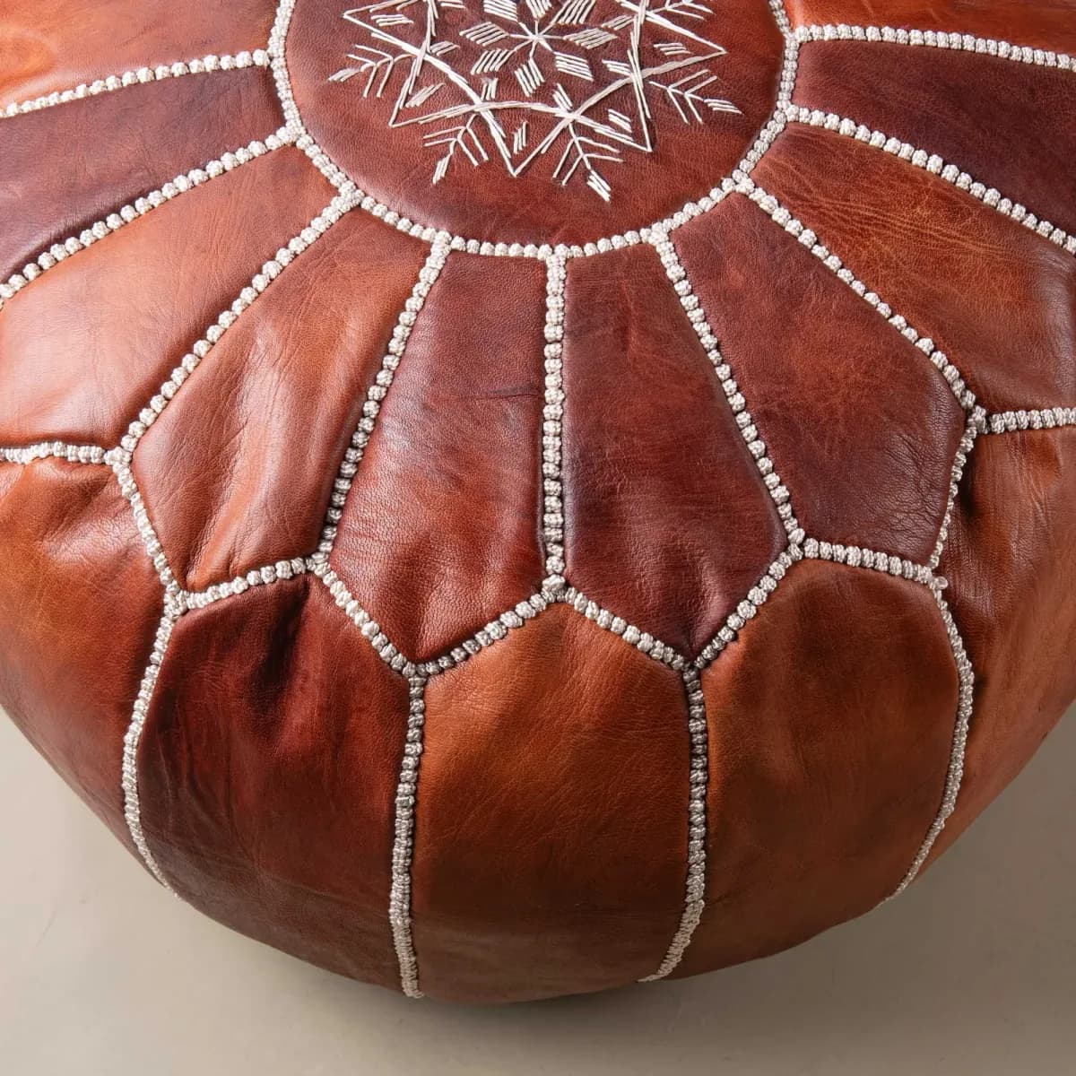 leather pouf — chocolate -- view 6