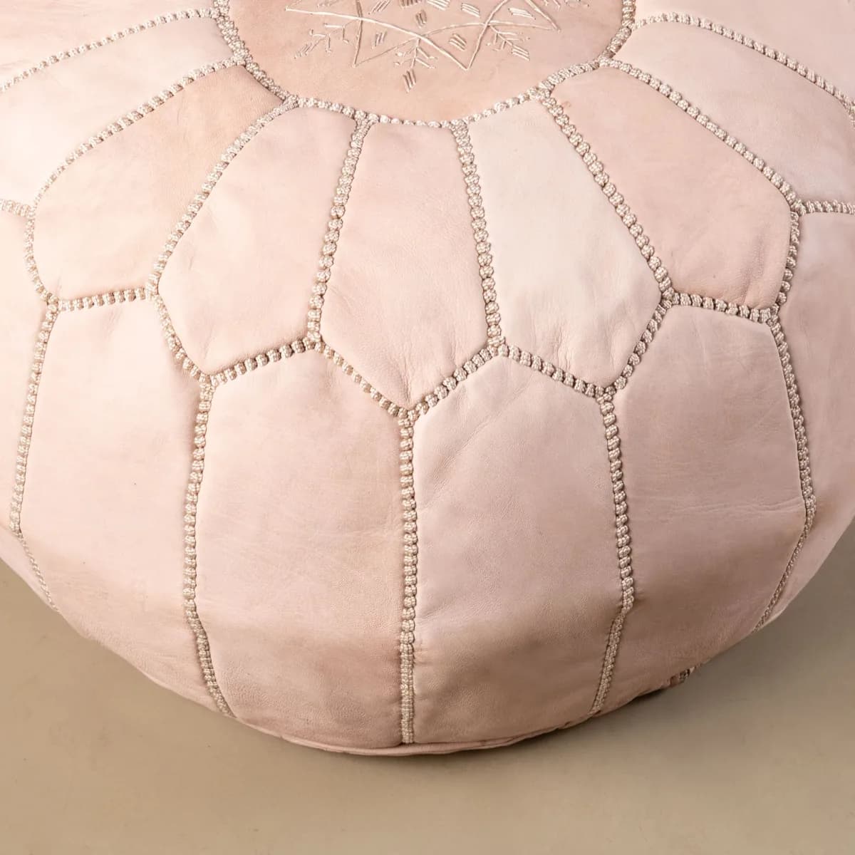 leather pouf — nude -- view 2