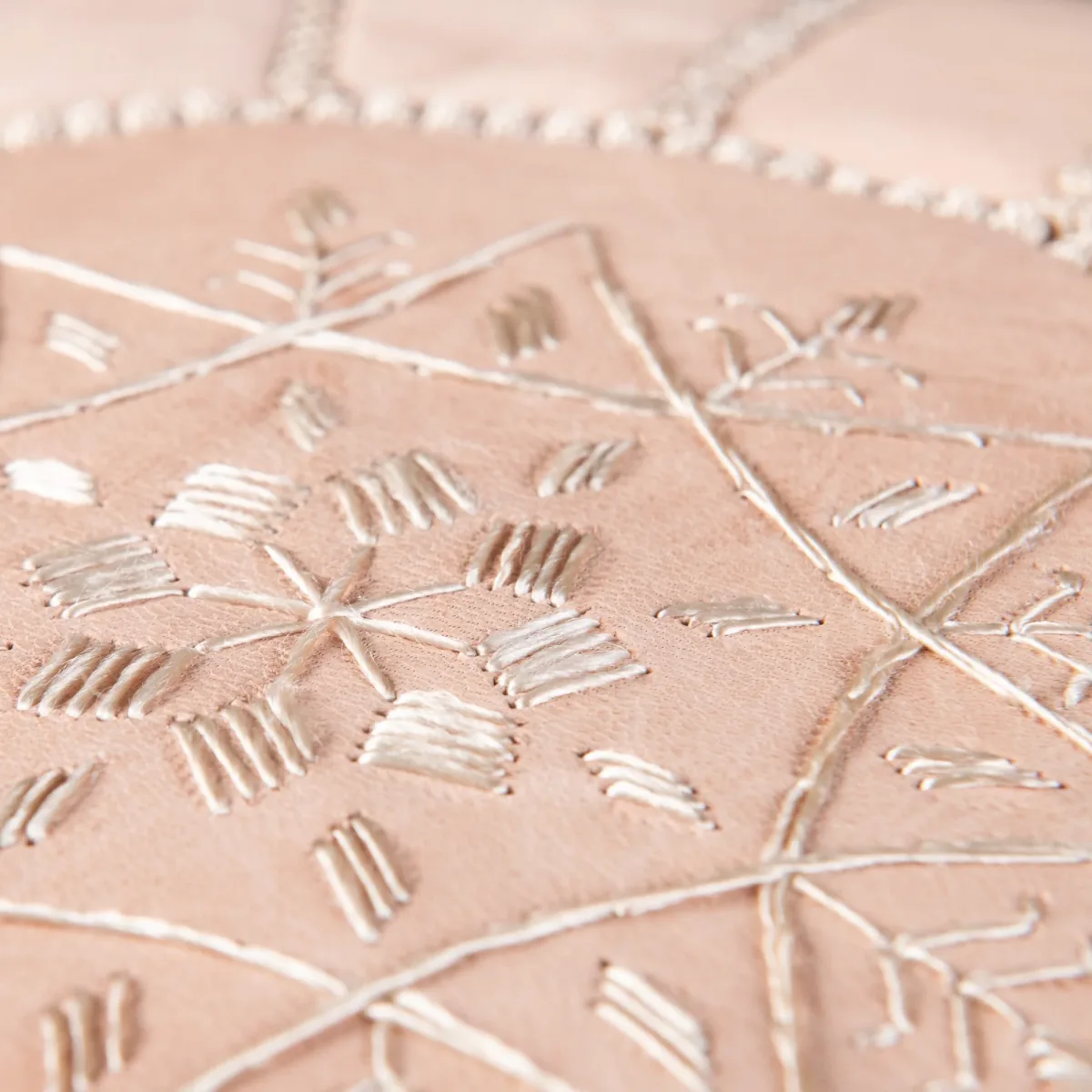 leather pouf — nude -- view 3