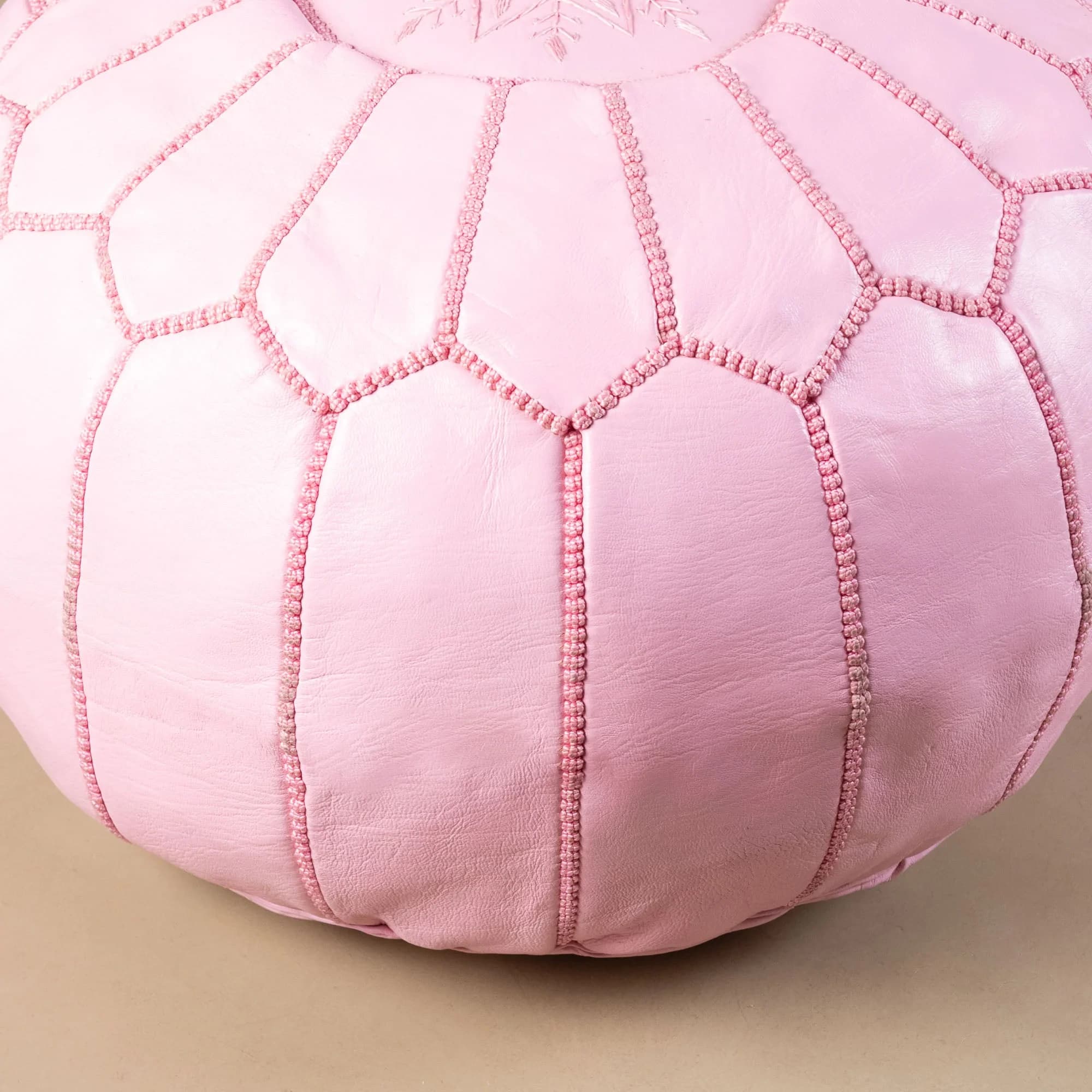 leather pouf — rose — view 1