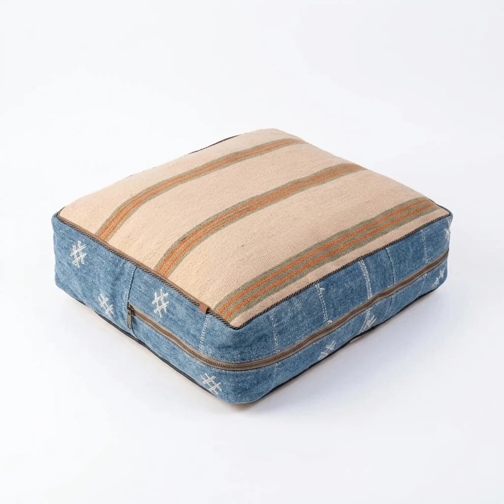 kilim pouf — beige -- view 2