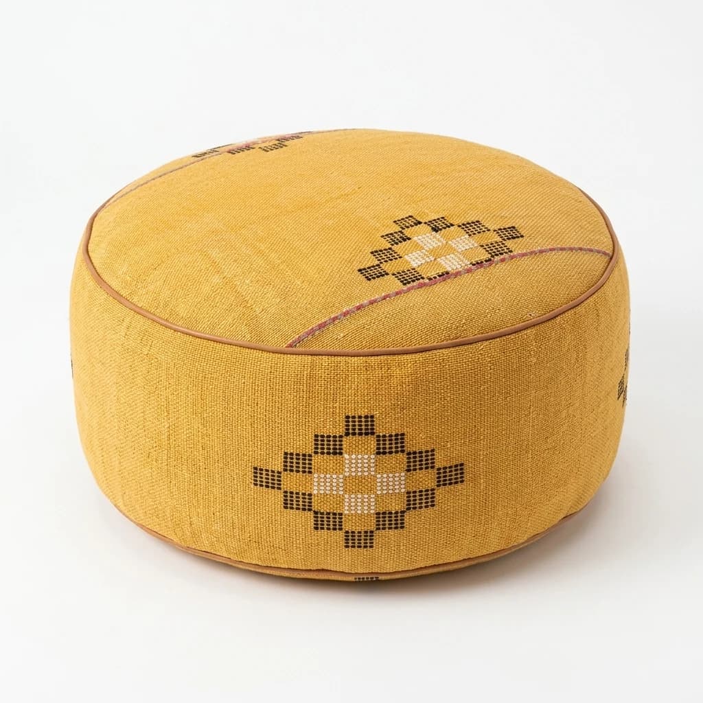 kilim pouf — orange & blue -- view 2