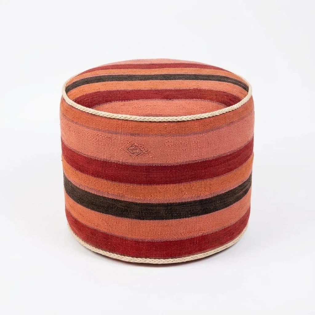kilim pouf — peach -- view 2