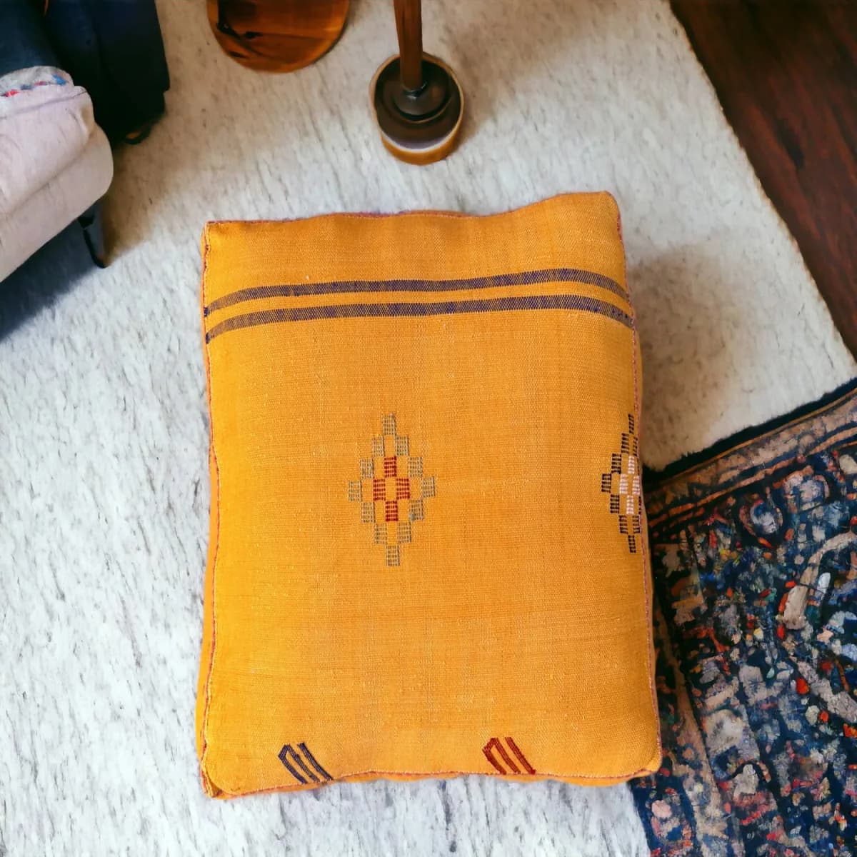 sabra silk pouf — mustard