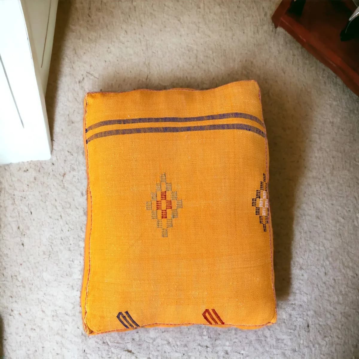 sabra silk pouf — mustard -- view 2