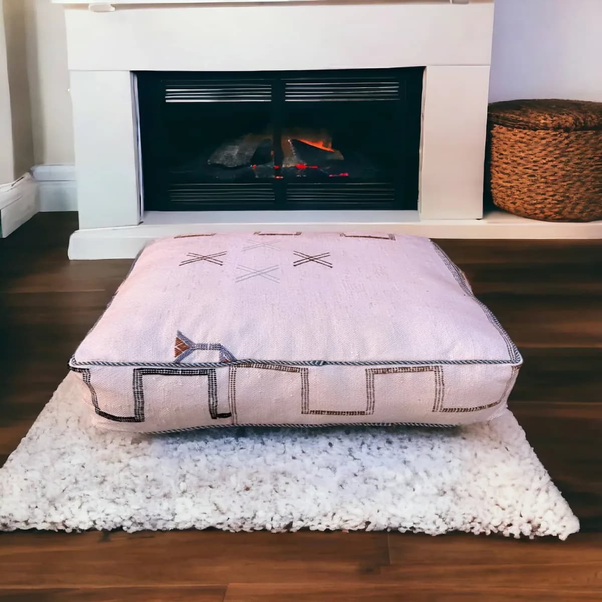 sabra silk pouf — rose -- view 2