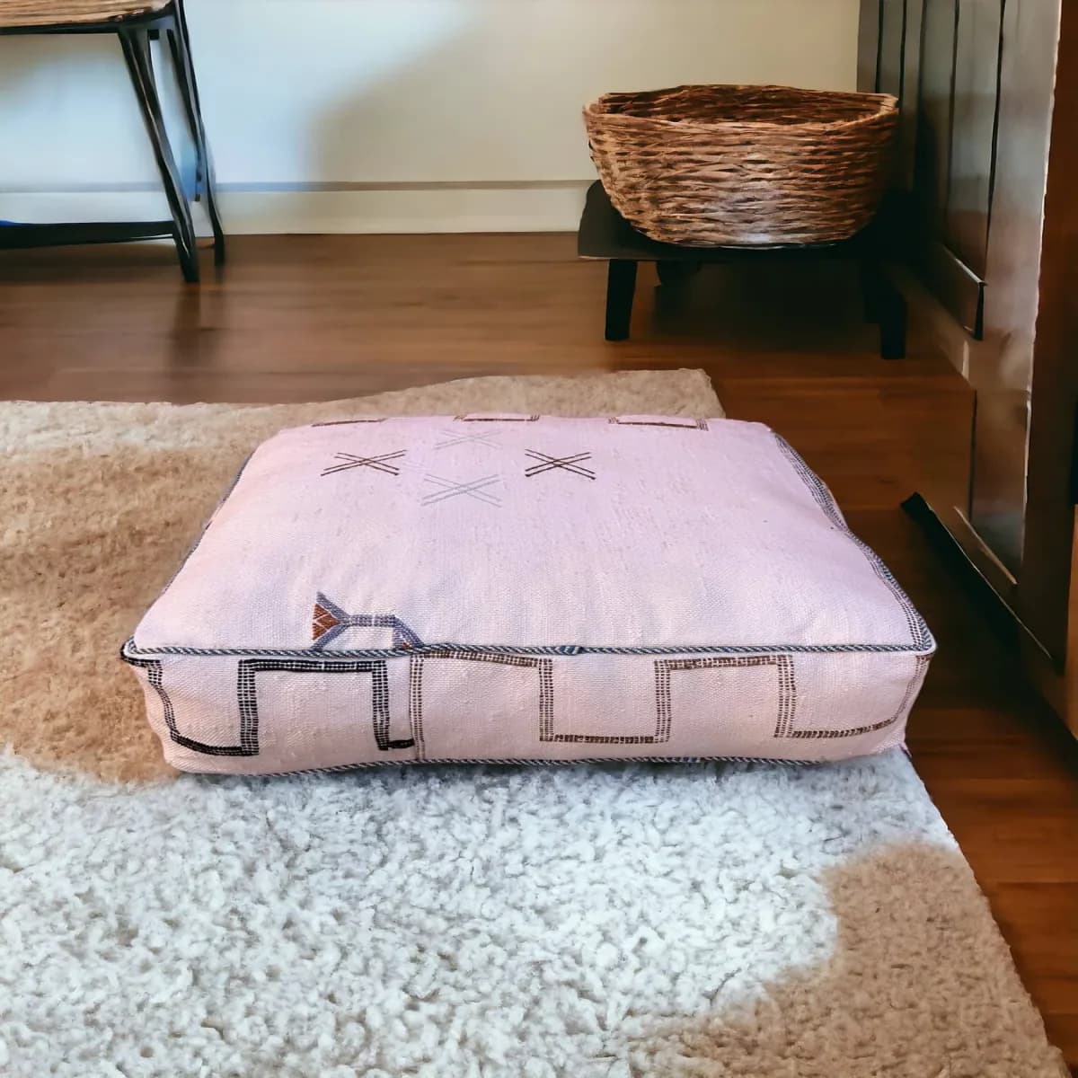 sabra silk pouf — rose -- view 3