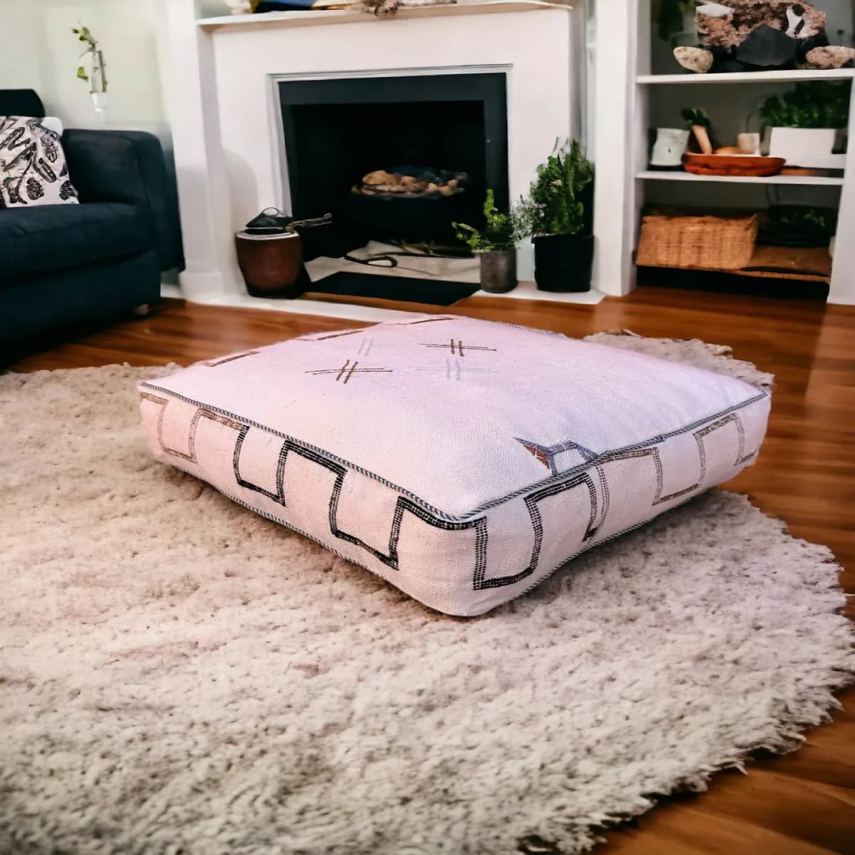 sabra silk pouf — ivory -- view 3